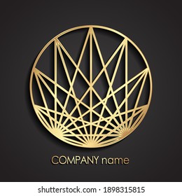 Geometrisches 3D-Logo mit goldenem Kreis