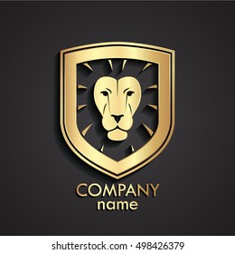 3d golden lion head heraldry logo