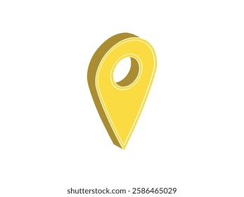 3D Golden Location Pin Icon, Gold Map Pointer, GPS Navigation Symbol, Metallic Pin Icon, Travel Marker, Geolocation Icon, Destination Pin, Golden Map Pin