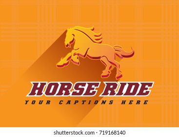 3D golden logo Horse ride yellow color background