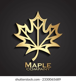 3.ᵉʳ diseño del logotipo de la hoja de arce dorada