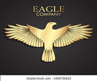 3d Golden Metal Elegant Eagle Logo Design