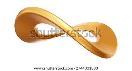 3d golden metal Infinity symbol. Gradient mesh. Stock vector illustration on isolated background.