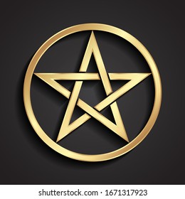 3d golden metal pentagram magic symbol