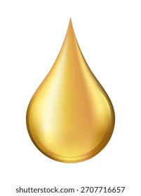 3D ouro metálico gota. clip-art vetorial isolado.