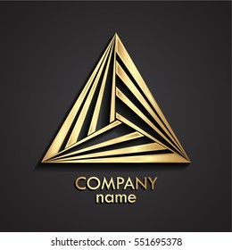 3d Golden Modern Shape Triangle Logo