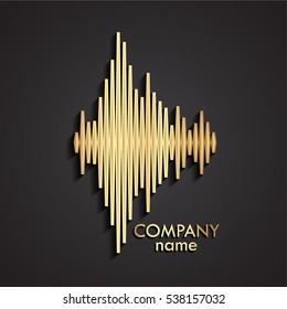 3d Golden Music Equalizer Logo