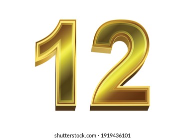 3d Golden Number 12 Isolated On: immagine vettoriale stock (royalty free) 1919436101 | Shutterstock