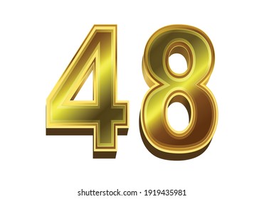 3d Golden Number 48 Isolated On Stock Vector (Royalty Free) 1919435981 ...