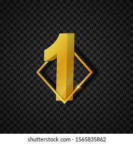 3D golden number collection, graphic desing object vector illustration. Typography classic style chrome alphabet font isolated on transparent background