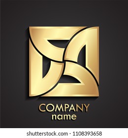 3d golden ornamental square logo