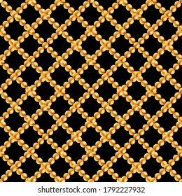 3D golden pattern. Geometric design  with shining beading. Golden beads background. Vector illustration. Print for web background, wrapping, decor,etc.