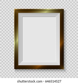 3D golden picture frame design vector for image or text. Vector illustration