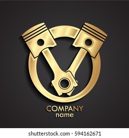 3d golden piston logo 