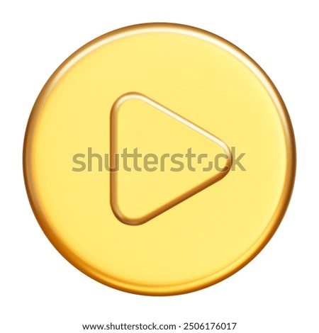 3d golden play button icon. Symbol to watch tv, video, movie,live stream. Stock vector illustration on isolated background.
