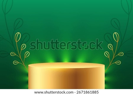 3d golden podium platform background for product display in studio vector