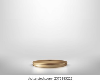 3D Golden Podium With Reflection On Gray Background. EPS10 Vector