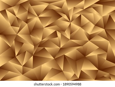 Fondo y textura de polígono dorado 3D. Patrón de oro de polos bajos. Elegante estilo de lujo geométrico de plantilla. Ilustración del vector