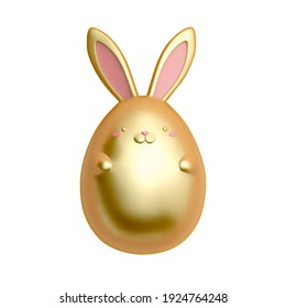 3d golden rabbit isolated on white background. Animal elements suitable for Easter decoration.