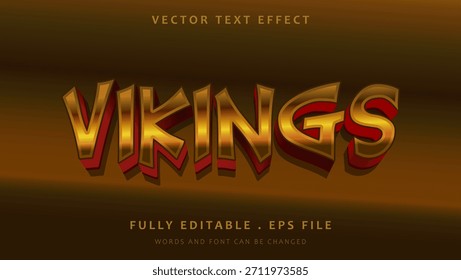 Plantilla de efecto de texto editable 3d Golden Red Vikimgs. Efecto guardado en estilo gráfico