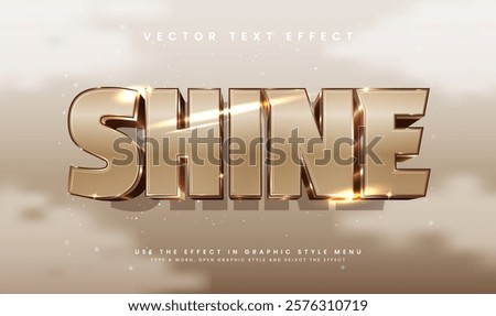 3d golden shine editable vector text effect, with minimalist elegant style 
