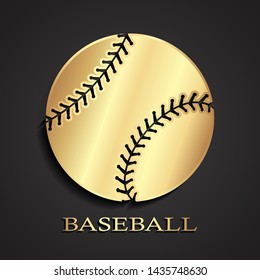 3d golden shiny metal baseball ball shape logo