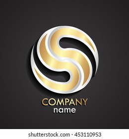 3d golden silver modern circle logo / vector illustration