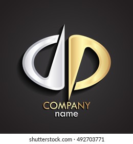 3d golden and silver modern shape logo