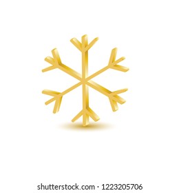 3d golden snowflake, vector