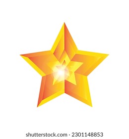 3d golden sparkling star, 3d creative multicolor star, golden gradient star shape