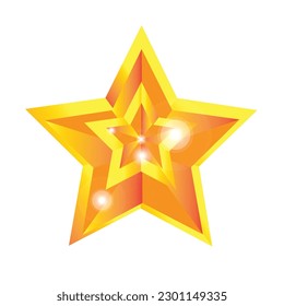 3d golden sparkling star, 3d creative multicolor star, golden gradient star shape