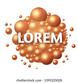 3D Golden Spheres. Realistic Structure. Oil Design. Luxury Space.