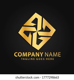 3D Golden Square Company Modern Logos Design Vector Illustration Template