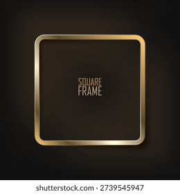 3D Golden Square Frame With Highlights And Smooth Shadow. EPS10 Vector