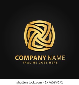 3D Golden Square Round Abstract Company Modern Logos Design Vector Illustration Template