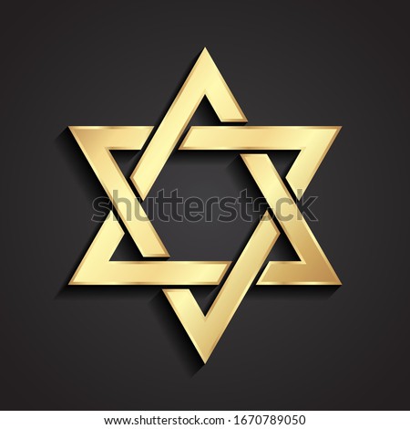 3d golden star of David symbol desing