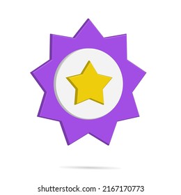 Icono de estrella dorada 3D ilustración de botón vector, con color azul y púrpura, mejor para las imágenes de su propiedad