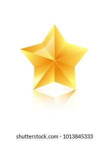 3D golden star isolated on white background. Winner icon. Vector illustration