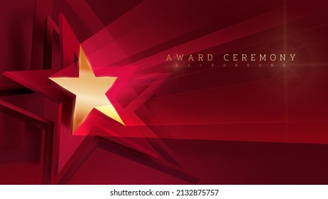 Estrella dorada 3d con efecto de rayo claro y brillante decoración. antecedentes de la ceremonia de premiación.