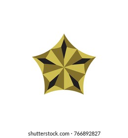 3D Golden Star logo design vector