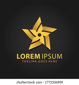 3.ᵉʳ Modelo de Modelo de Ilustración para Diseño de Logotipos Golden Star Premium