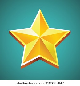 3d Golden star for mobile, web or video games. 3D Realistic Design. Vector illustration