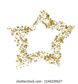 3d Golden star vector banner. Simple form. Template , card, vip, exclusive, certificate, gift luxury privilege voucher store present shopping
