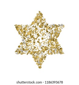 3d Golden star vector banner. Simple form. Template , card, vip, exclusive, certificate, gift luxury privilege voucher store present shopping