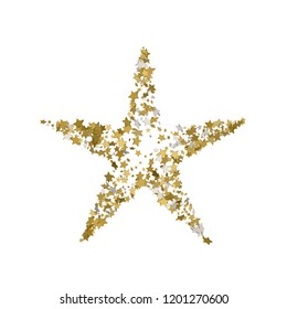 3d Golden star vector banner. Simple form. Template , card, vip, exclusive, certificate, gift luxury privilege voucher store present shopping