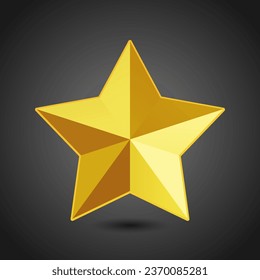 3d golden star vector icon