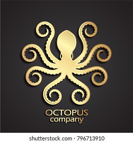 3D golden stylized octopus logo