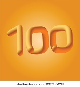 3d Golden text effect,100,yellow shadow background
