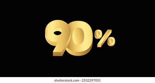 3d golden text , Sale off discount promotion set made of numbers . Vector Illustration ( Discount 90% percent) ( special offer )
