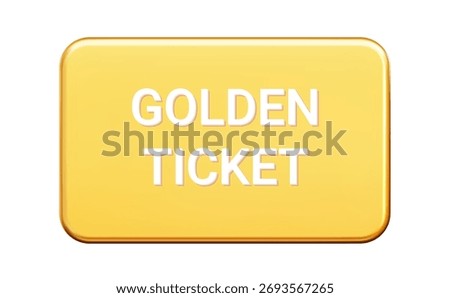 3d golden ticket shape. Gold discoount, voucher, coupon. Stock vector illustration on isolated background.